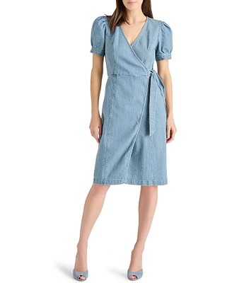 Steve Madden Short Puffed Sleeve Marc Wrap Dress