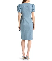 Steve Madden Short Puffed Sleeve Marc Wrap Dress