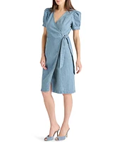 Steve Madden Short Puffed Sleeve Marc Wrap Dress