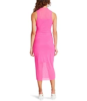 Steve Madden Sidra Mesh Mock Neck Sleeveless Midi Bodycon Dress