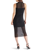 Steve Madden Sidra Mesh Mock Neck Sleeveless Midi Bodycon Dress