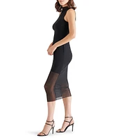 Steve Madden Sidra Mesh Mock Neck Sleeveless Midi Bodycon Dress