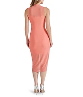 Steve Madden Sidra Mesh Mock Neck Sleeveless Midi Bodycon Dress