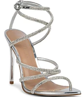 Steve Madden Sky Strappy Rhinestone Stiletto Dress Sandals