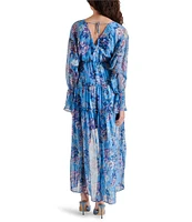 Steve Madden Sol Floral Print V Neck Long Sleeve Maxi Dress