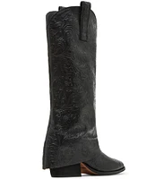 Steve Madden Sorvino-E Embossed Foldover Knee High Western Boots