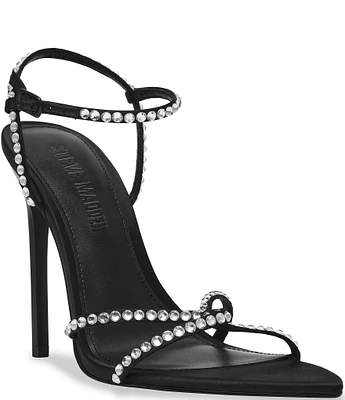 Steve Madden Stellina-R Satin Rhinestone Strappy Dress Sandals