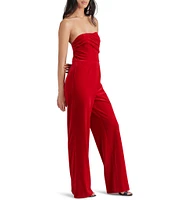 Steve Madden Swanilda Velvet Strapless Neck Sleeveless Wide Leg Jumpsuit