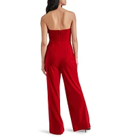 Steve Madden Swanilda Velvet Strapless Neck Sleeveless Wide Leg Jumpsuit