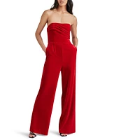 Steve Madden Swanilda Velvet Strapless Neck Sleeveless Wide Leg Jumpsuit