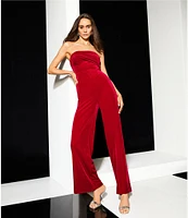 Steve Madden Swanilda Velvet Strapless Neck Sleeveless Wide Leg Jumpsuit