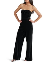 Steve Madden Swanilda Velvet Strapless Neck Sleeveless Wide Leg Jumpsuit