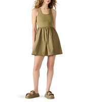 Steve Madden Tottenham Rib Knit Tank Scoop Neck Sleeveless A-Line Mini Dress