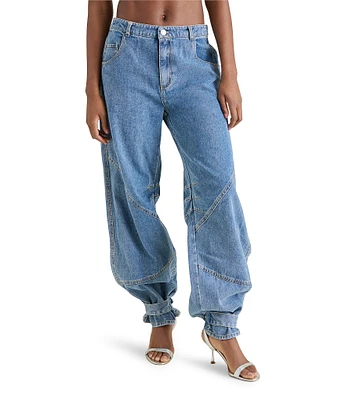 Steve Madden Tre Denim Mid-Rise Wide Leg Adjustable Ankle Strap Jean