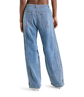 Steve Madden Tre Denim Mid-Rise Wide Leg Adjustable Ankle Strap Jean