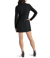 Steve Madden Ty Mixed Media Mock Neck Long Sleeve Mini Dress