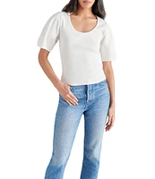 Steve Madden Valetta Scoop Neck Short Puff Sleeve Top
