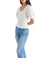 Steve Madden Valetta Scoop Neck Short Puff Sleeve Top