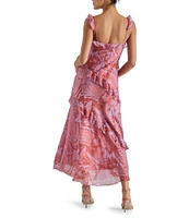 Steve Madden Versailles Sweetheart Neck Asymmetrical Ruffle Sleeveless Sheath Dress