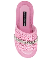 Steve Madden x Jessica Rich Starlight Raffia Rhinestone Banded Sandals