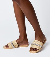 Steve Madden x Jessica Rich Starlight Raffia Rhinestone Banded Sandals