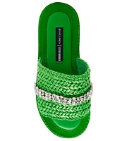 Steve Madden x Jessica Rich Starlight Raffia Rhinestone Banded Sandals