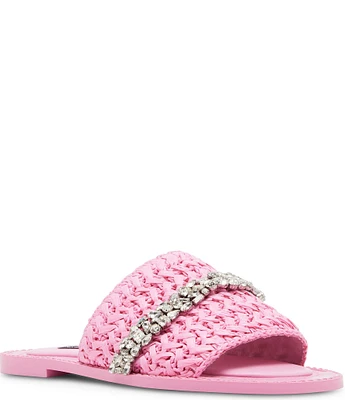 Steve Madden x Jessica Rich Starlight Raffia Rhinestone Banded Sandals