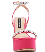 Steve Madden x Jessica Rich Zoey Satin Rhinestone Platform Dress Sandals