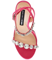 Steve Madden x Jessica Rich Zoey Satin Rhinestone Platform Dress Sandals