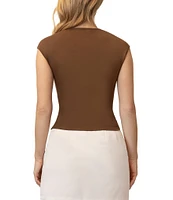 Stevie By Steve Madden Cap Sleeve Square Neck Cropped Top