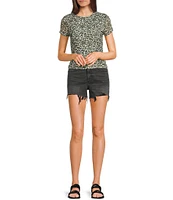 Stevie by Steve Madden Crew Neck Animal Printed Mesh T-Shirt