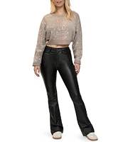 Stevie by Steve Madden Crew Neck Sequin Foil Printed Pullover Top