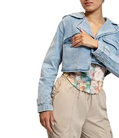 Stevie by Steve Madden Cropped Denim Long Sleeve Cropped Coat