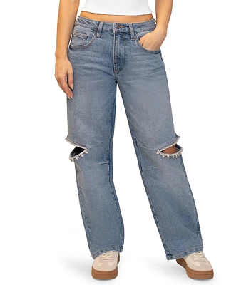 Stevie By Steve Madden Cut Out Jeweled Barrel Jeans