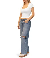 Stevie By Steve Madden Cut Out Jeweled Barrel Jeans