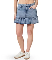 Stevie by Steve Madden Denim High Rise Ruffle Hem Skirt