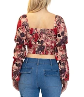 Stevie by Steve Madden Double Elastic Lone Sleeve Corset Pleasant Floral Top