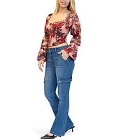 Stevie by Steve Madden Double Elastic Lone Sleeve Corset Pleasant Floral Top