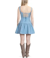 Stevie by Steve Madden Drop Waist Lace Up Mini Dress
