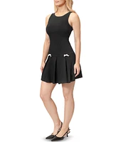 Stevie By Steve Madden Drop Waist Pleated Tie Back Dress