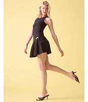 Stevie By Steve Madden Drop Waist Pleated Tie Back Dress