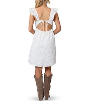 Stevie by Steve Madden Embroidered Flutter Sleeve V-Neck Mini Dress