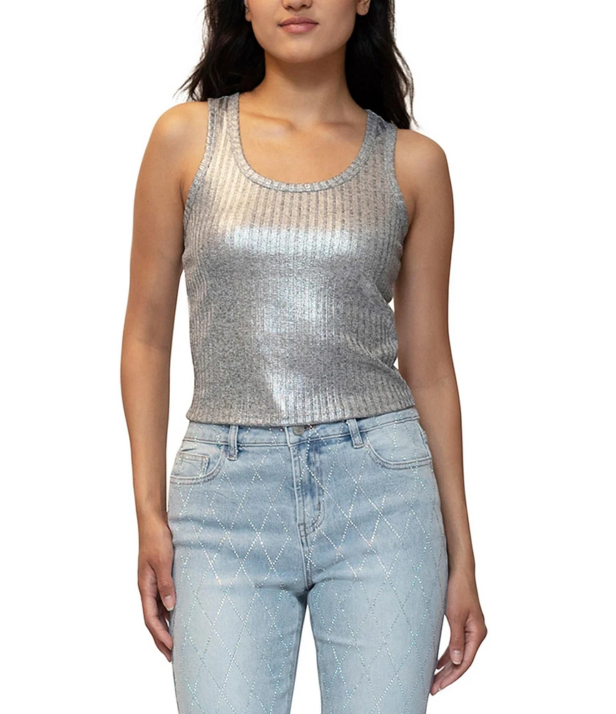 Stevie by Steve Madden Foil Rib Scoop Neck Tank Top