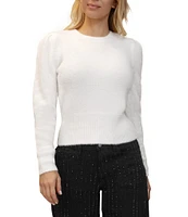 Stevie by Steve Madden Long Sleeve Tinsel Mink Yarn Pleated Pullover Sweater