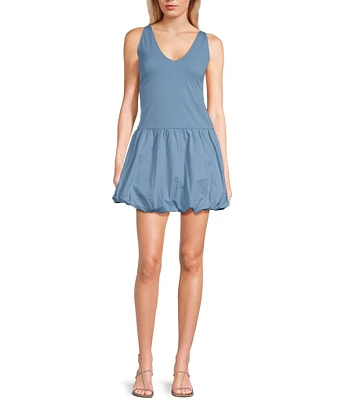 Stevie by Steve Madden Mix Fabric Bubble Hem Mini Dress
