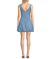 Stevie by Steve Madden Mix Fabric Bubble Hem Mini Dress