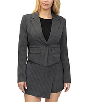 Stevie by Steve Madden Notched Collar Pinstripe Cropped Blazer