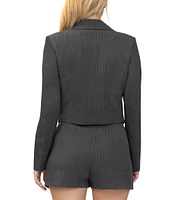 Stevie by Steve Madden Notched Collar Pinstripe Cropped Blazer