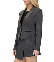 Stevie by Steve Madden Notched Collar Pinstripe Cropped Blazer