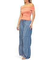 Stevie By Steve Madden Off The Shoulder Side Ruched Top